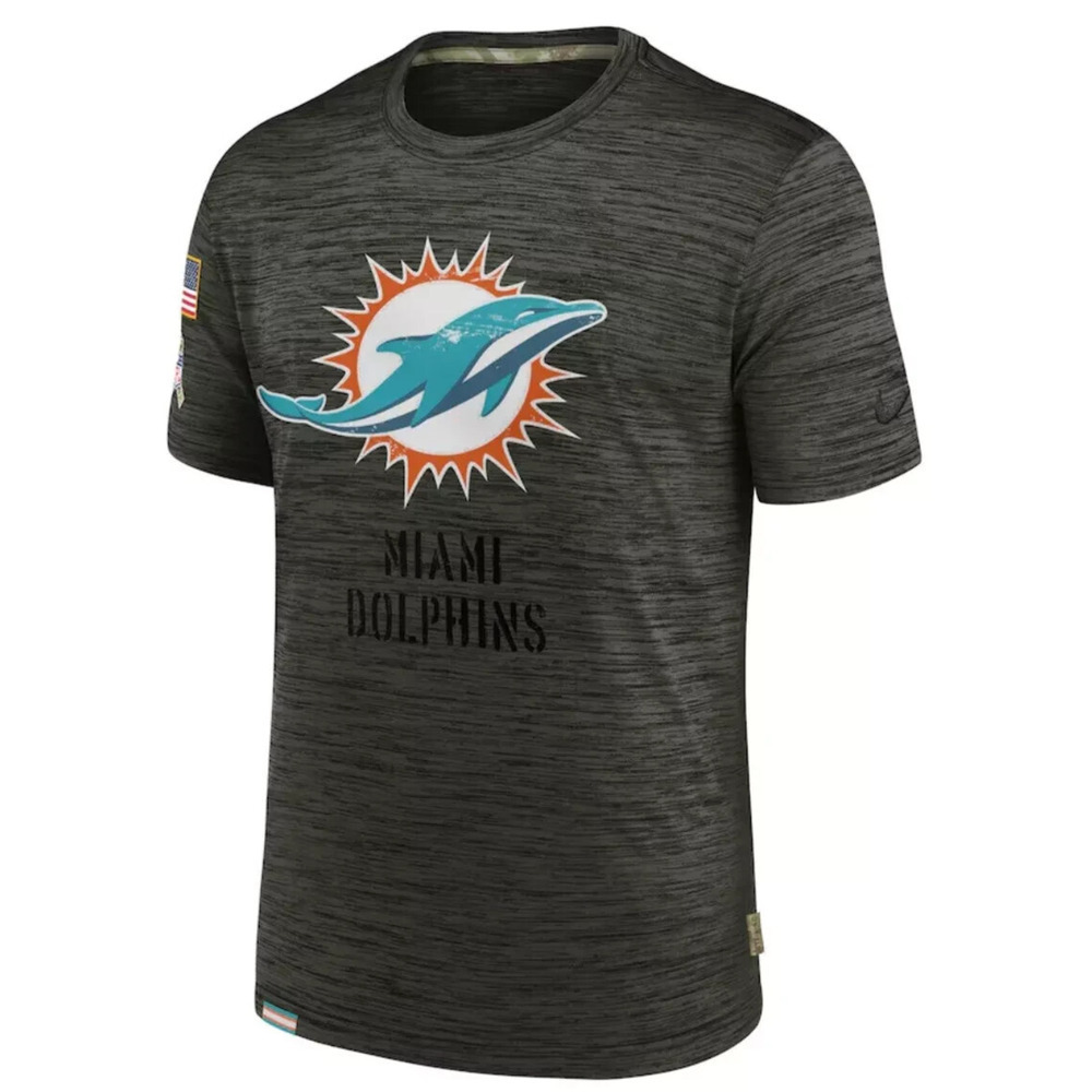 Nike Miami Dolphins 2022 Salute to Service Velocity Team T-Shirt Olive Mens XXL - Picture 2 of 11